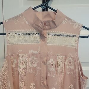 Fate Pink and Cream Lace Mini Dress